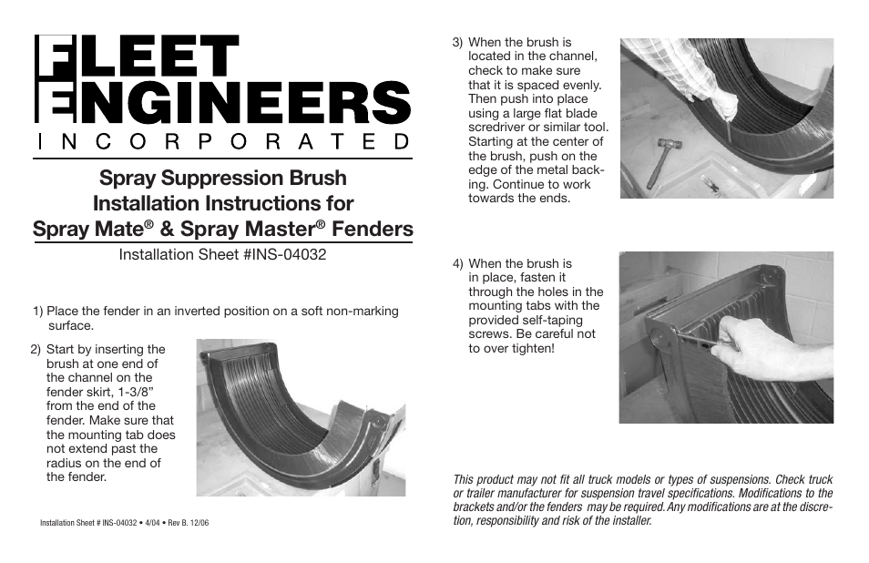 Fleet Engineers INS-04032 User Manual | 1 page