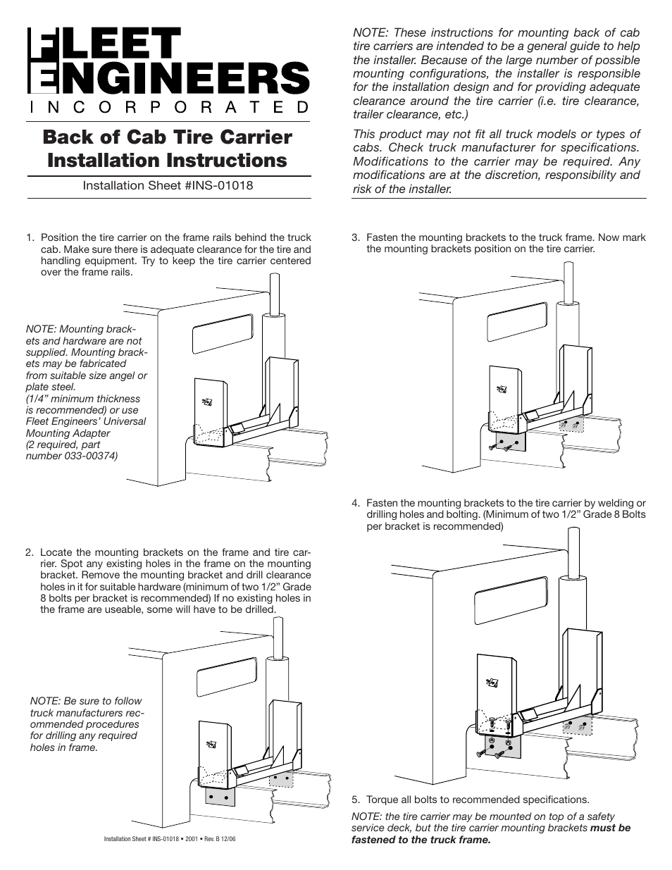 Fleet Engineers INS-01018 User Manual | 1 page