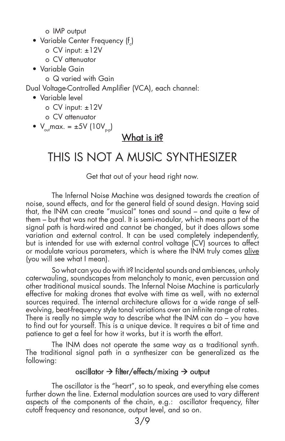 This is not a music synthesizer, What is it | Flight of Harmony Infernal Noise Machine User Manual | Page 3 / 9