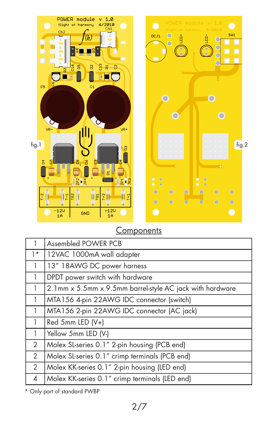 Components | Flight of Harmony Power v1 Bare-Bones User Manual | Page 2 / 8