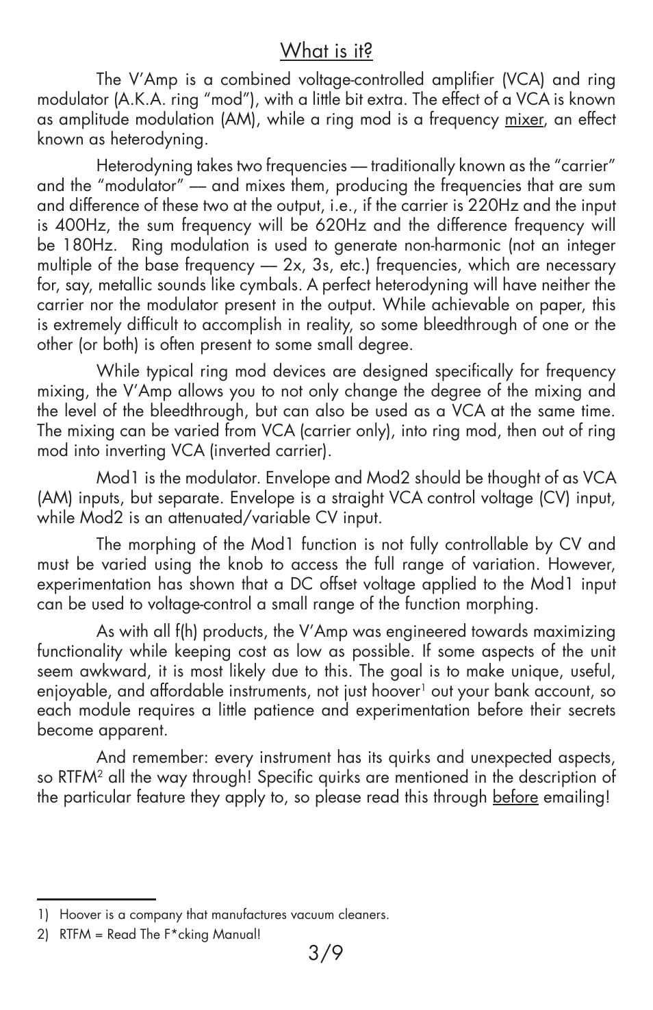 What is it | Flight of Harmony V’Amp Ver 1 Bare-Bones User Manual | Page 3 / 9