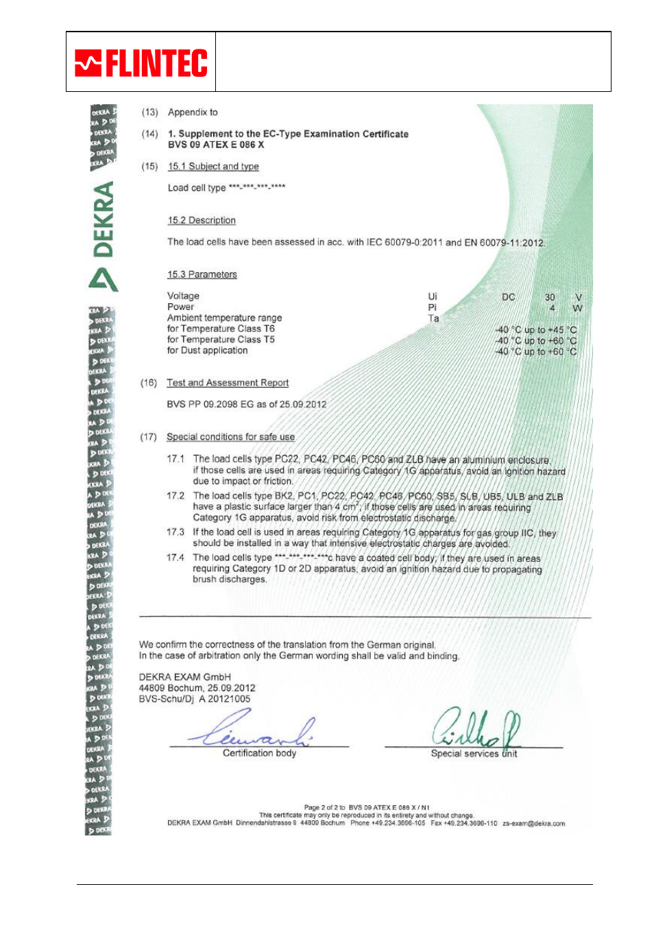 Flintec ATEX User Manual | Page 12 / 12