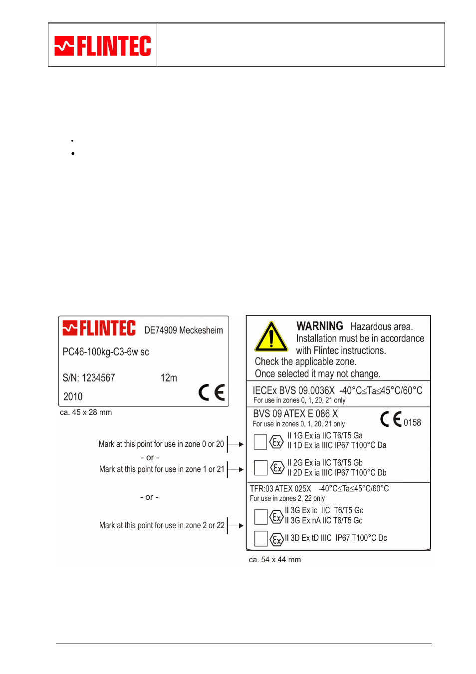Designation, 1 standard label, 2 categorie - designation | 1 standard label 3.2 categorie - designation | Flintec ATEX User Manual | Page 5 / 12