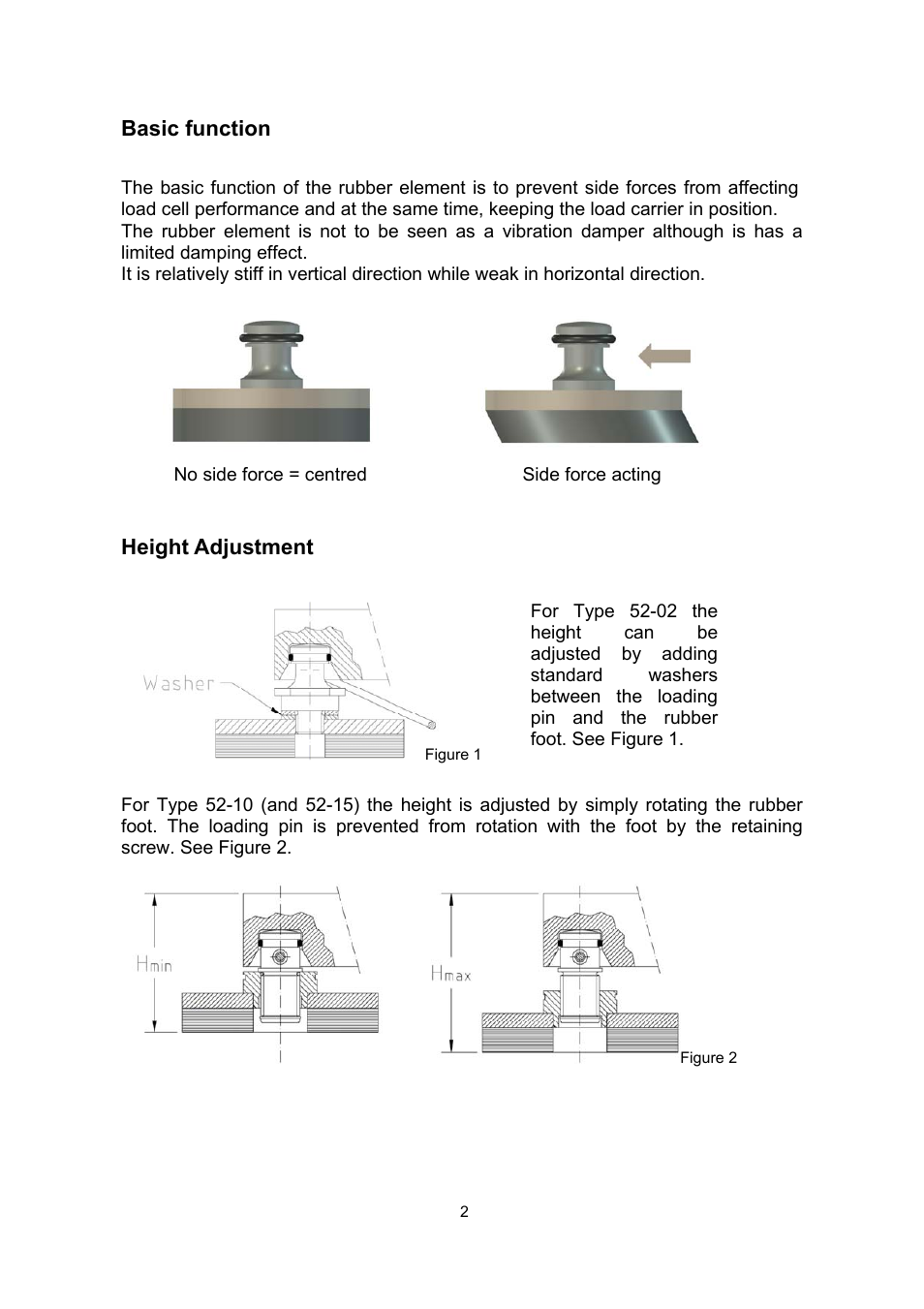 Basic function, Height adjustment | Flintec 52-02 User Manual | Page 2 / 8