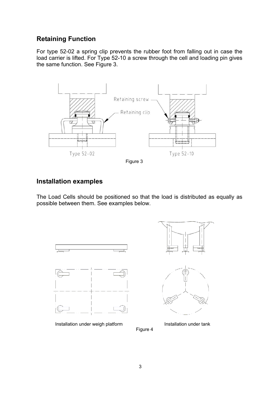 Retaining function, Installation examples | Flintec 52-02 User Manual | Page 3 / 8