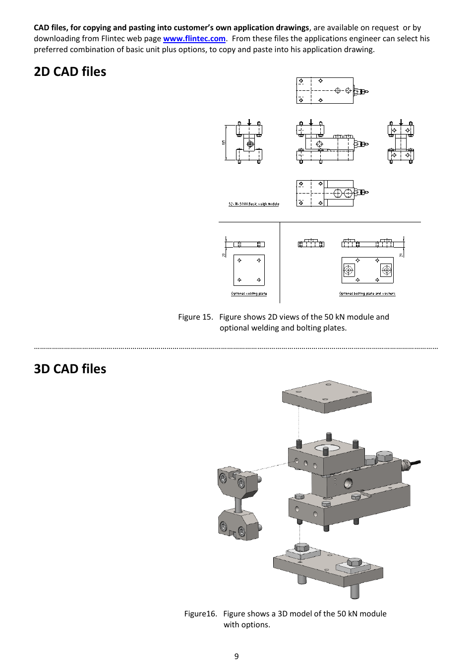 2d cad files, 3d cad files | Flintec 52-18SS User Manual | Page 9 / 14