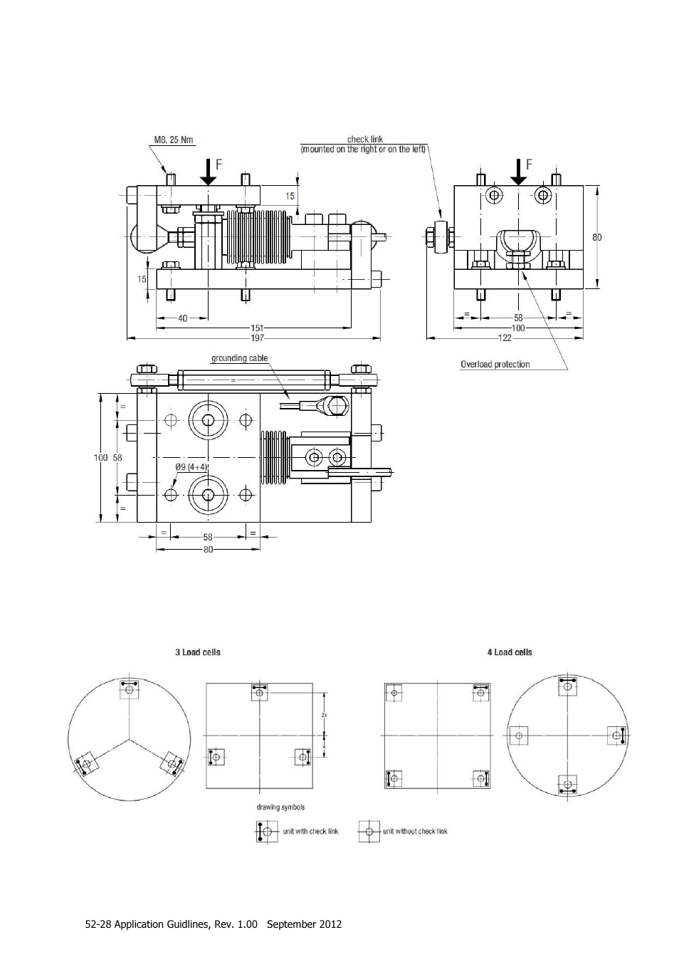 Dimensions and check link orientation | Flintec 52-28 User Manual | Page 5 / 8