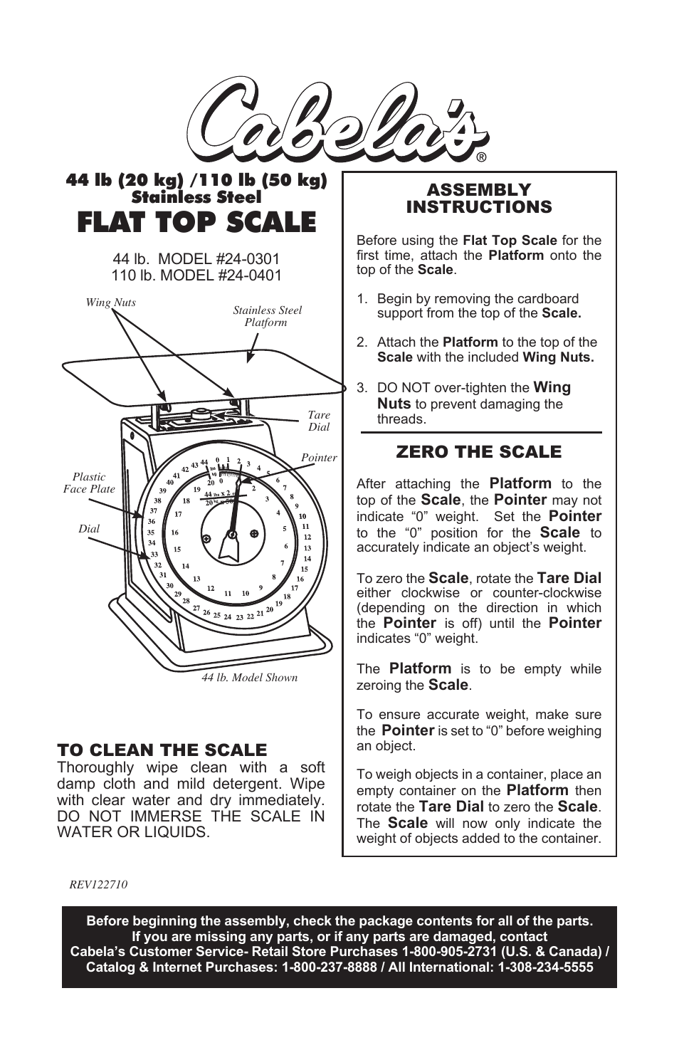 Cabela's Flat Top Scale 24-0401 User Manual | 1 page