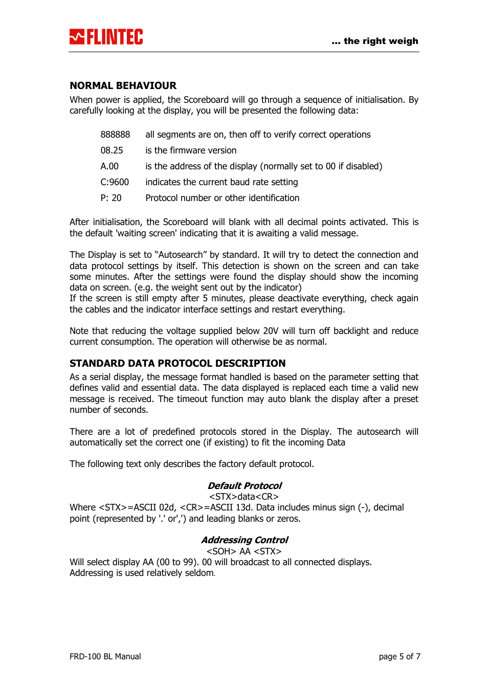 Flintec FRD-100 LCD User Manual | Page 5 / 7