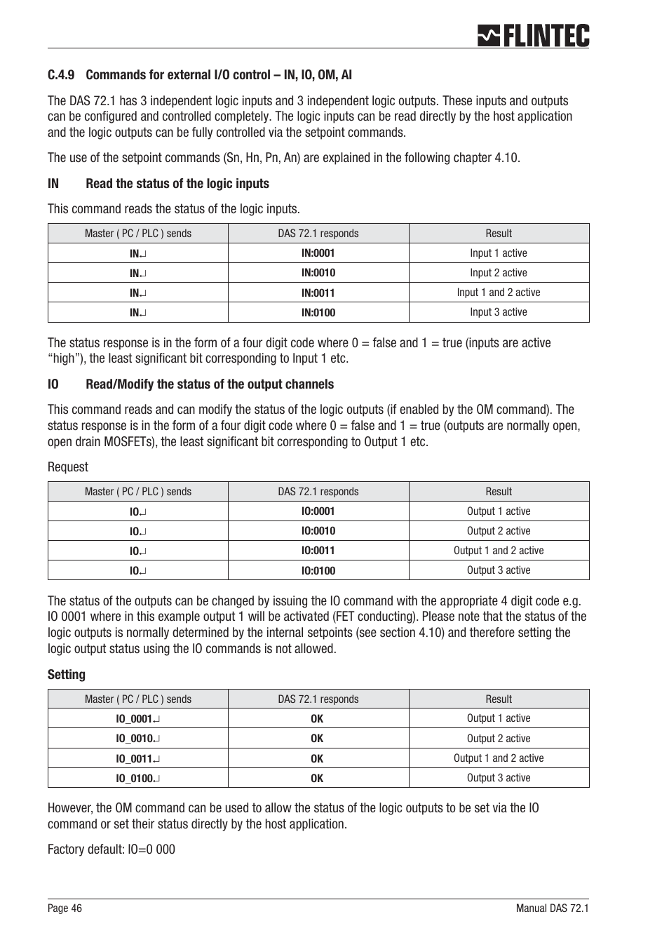 Flintec DAS 72.1 User Manual | Page 46 / 57
