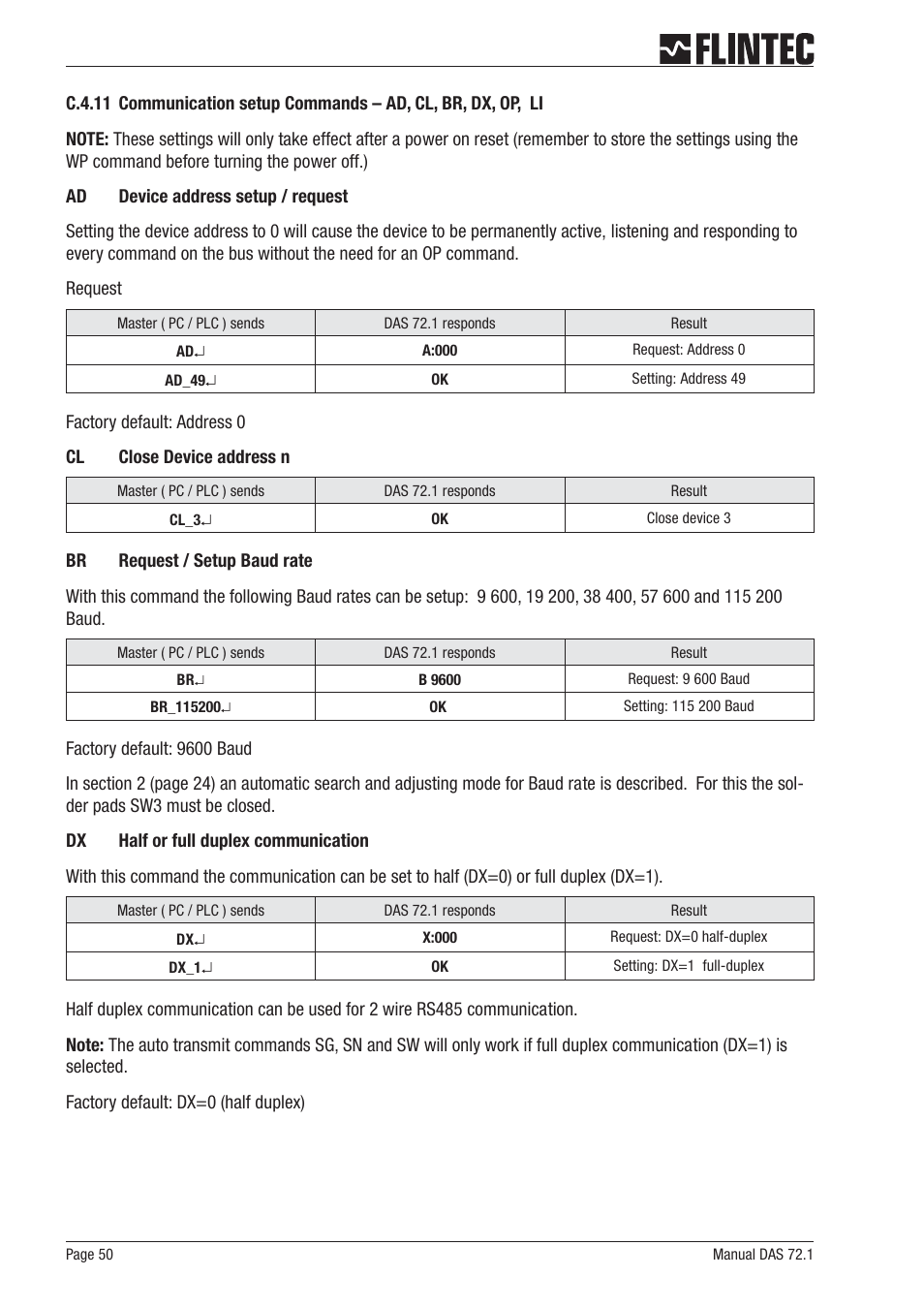 Flintec DAS 72.1 User Manual | Page 50 / 57