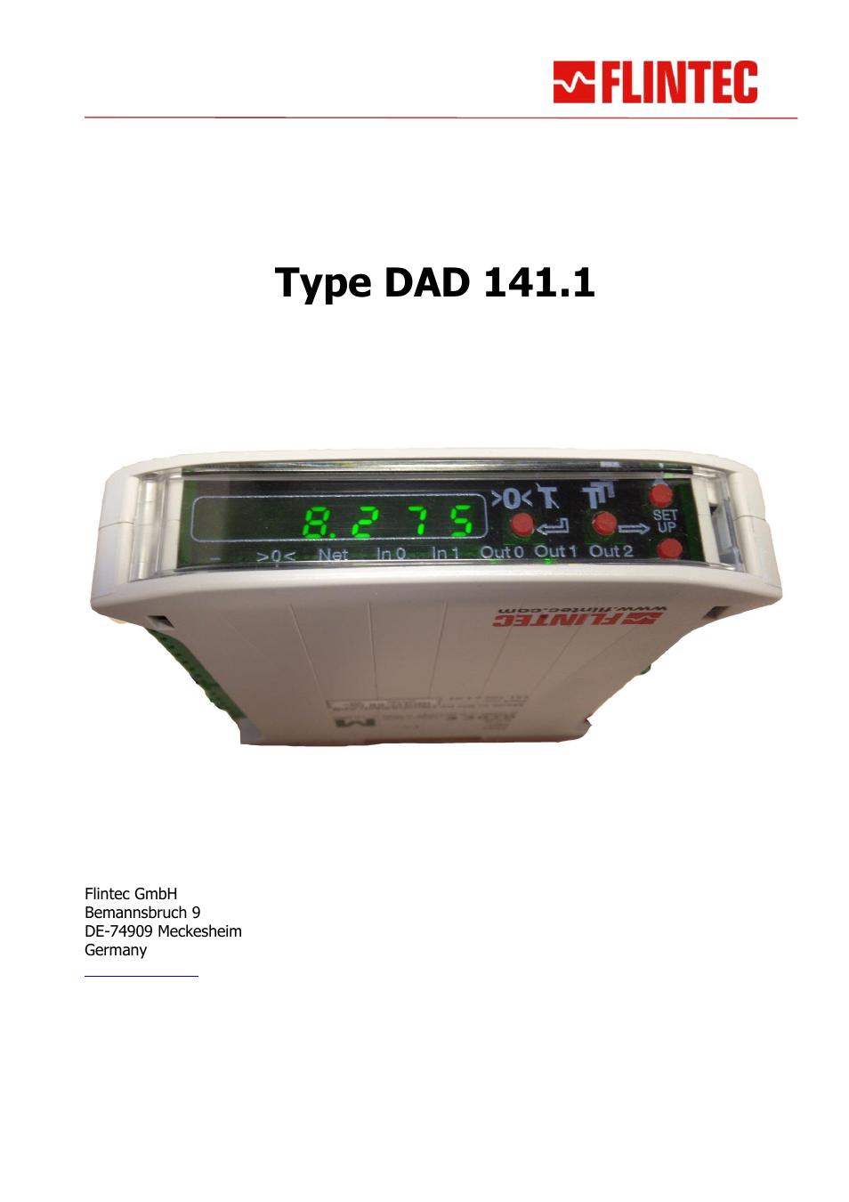 Flintec DAD 141.1 User Manual | 54 pages