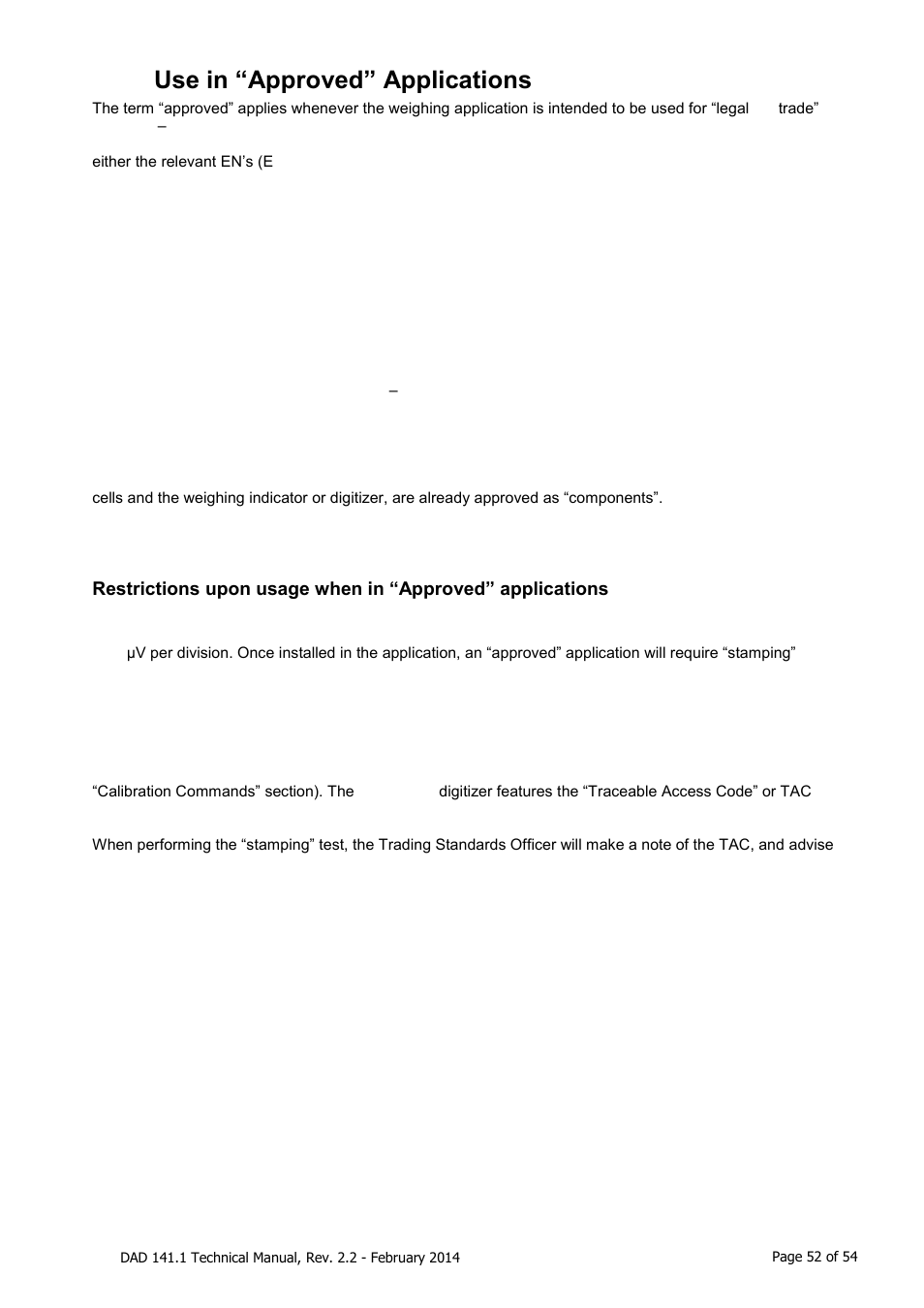 Use in “approved” applications | Flintec DAD 141.1 User Manual | Page 52 / 54