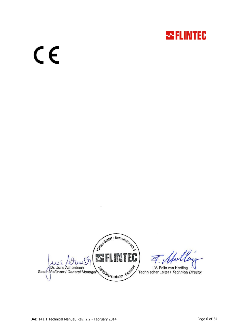 Declaration of conformity | Flintec DAD 141.1 User Manual | Page 6 / 54
