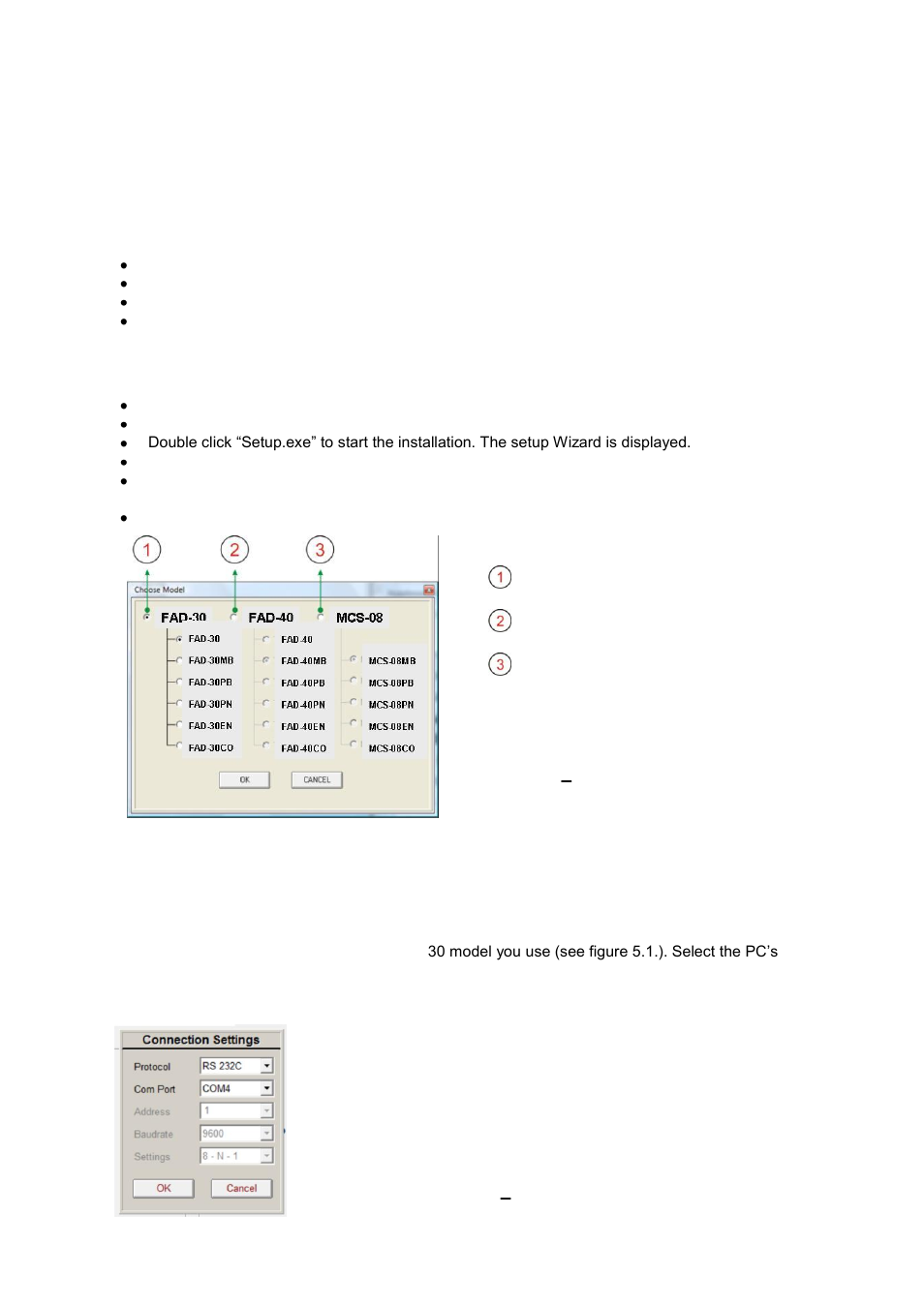 Setup, Installation of the xface software, Connection to the xface software | Etup | Flintec FAD-30 User Manual | Page 12 / 48