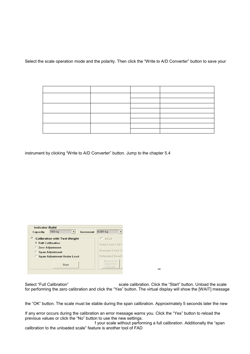 Mode selection, Scale build, Calibration by test weights | Figure 5.5 – calibration by test weights | Flintec FAD-30 User Manual | Page 16 / 48