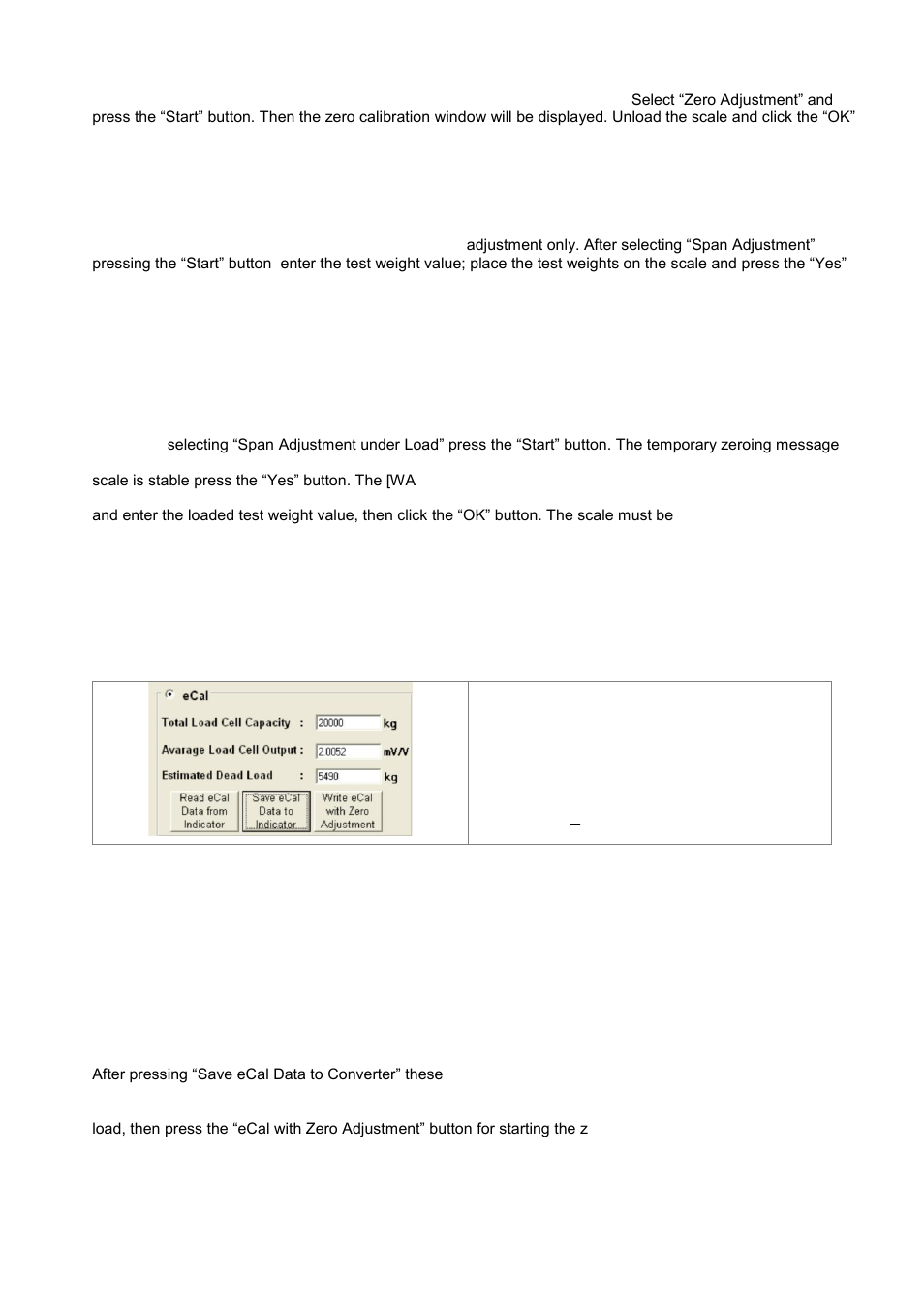 Zero adjustment, Span adjustment, Span adjustment under load | Electronic calibration (ecal), Figure 5.6 – ecal calibration | Flintec FAD-30 User Manual | Page 17 / 48