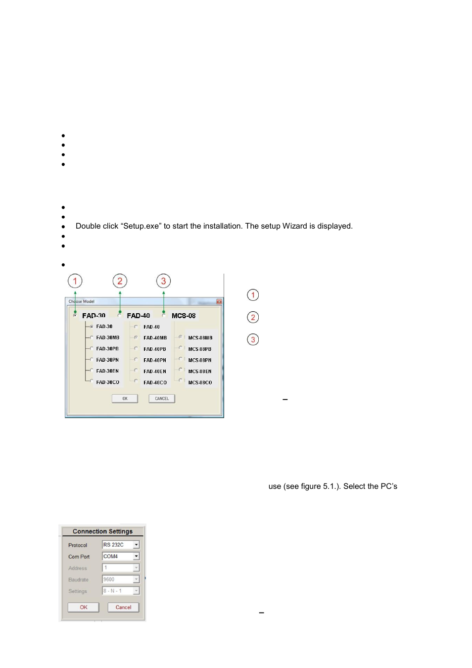 Setup, Installation of the xface software, Connection to the xface software | Etup | Flintec FAD-40 User Manual | Page 13 / 52