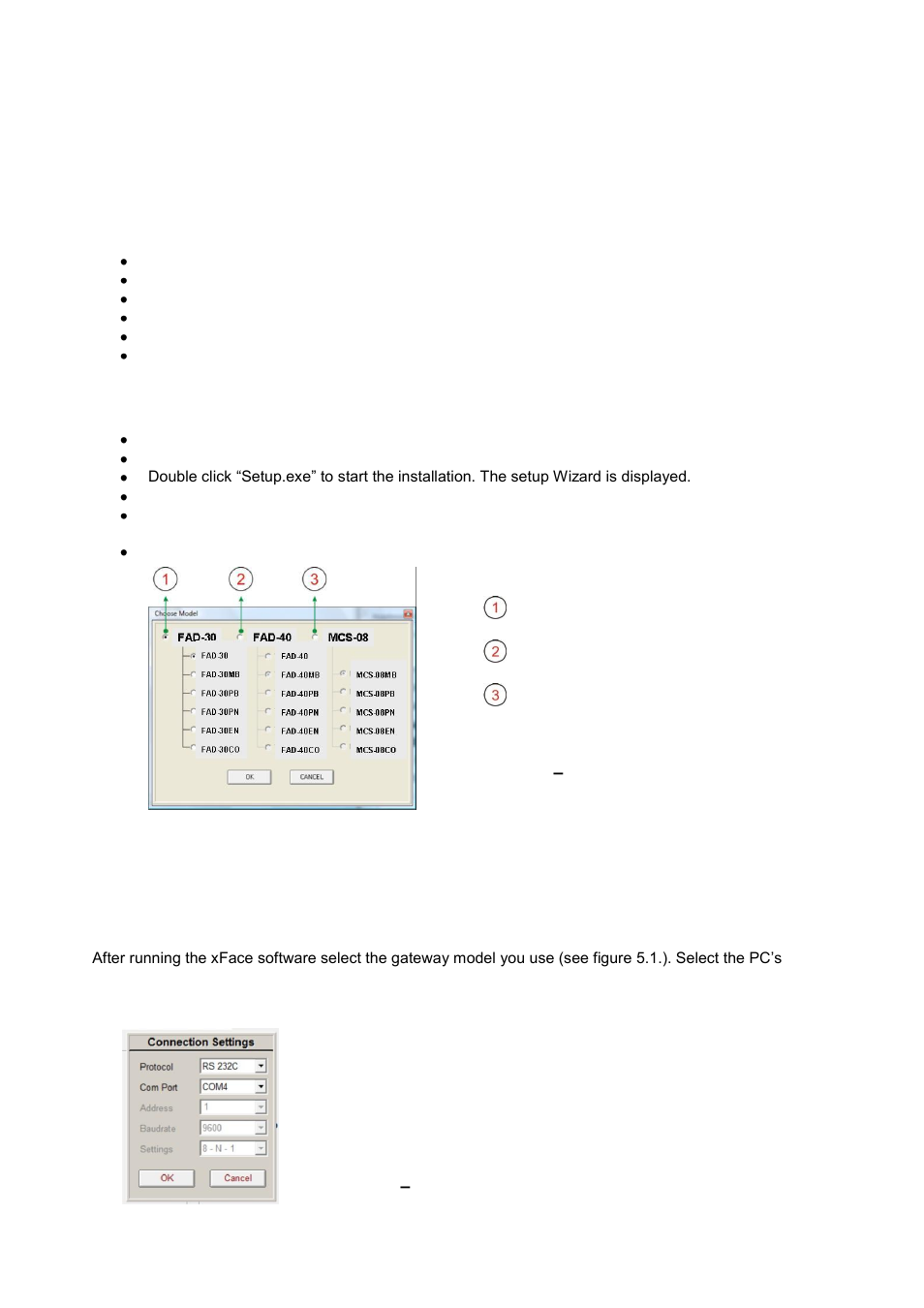 Setup, Installation of the xface software, Connection to the xface software | Etup | Flintec MCS-08 User Manual | Page 14 / 52