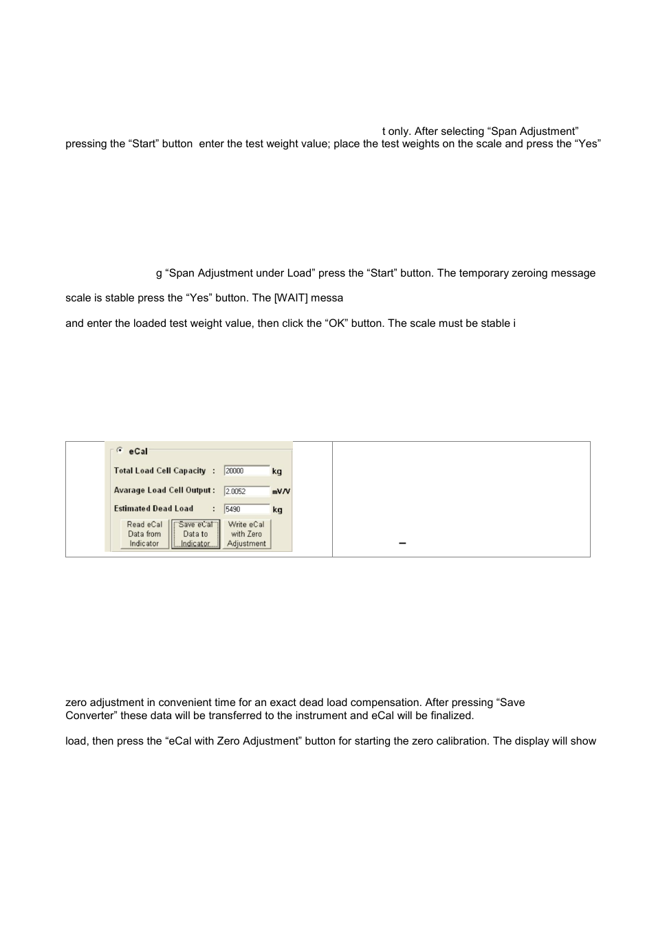 A/d converter performance test, Span adjustment, Span adjustment under load | Electronic calibration (ecal) | Flintec MCS-08 User Manual | Page 20 / 52