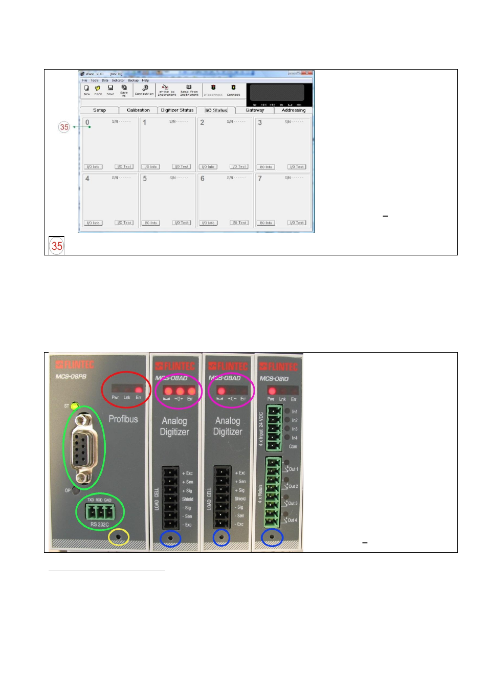 Digital i/o test, N-bus addressing via setup switch | Flintec MCS-08 User Manual | Page 21 / 52