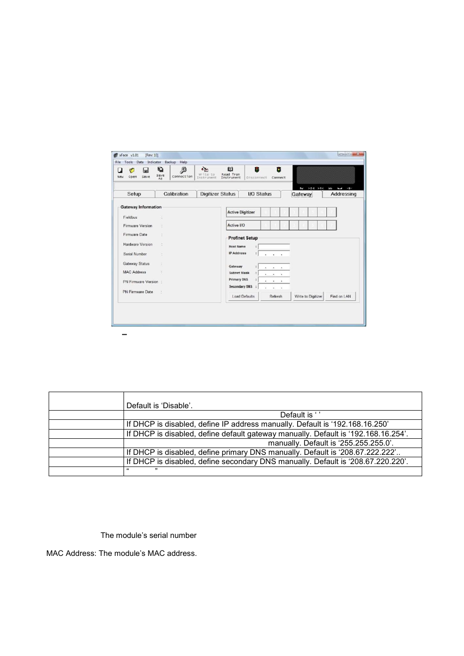 N-bus addressing, Profinet setup, Displayed gateway information | Profinet data structure | Flintec MCS-08 User Manual | Page 45 / 52