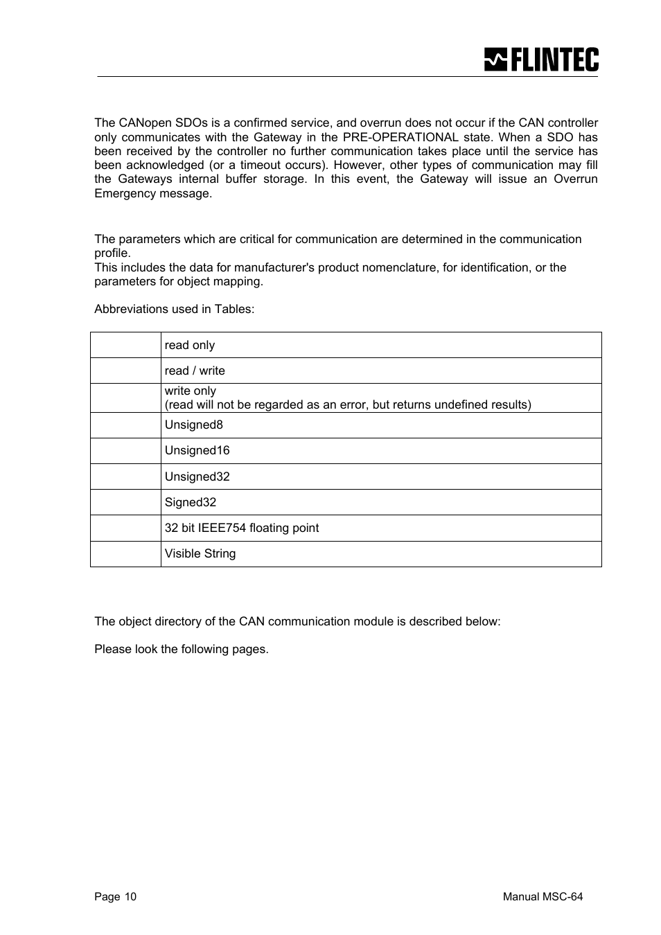 Flintec MCS-64 CANbus User Manual | Page 10 / 62