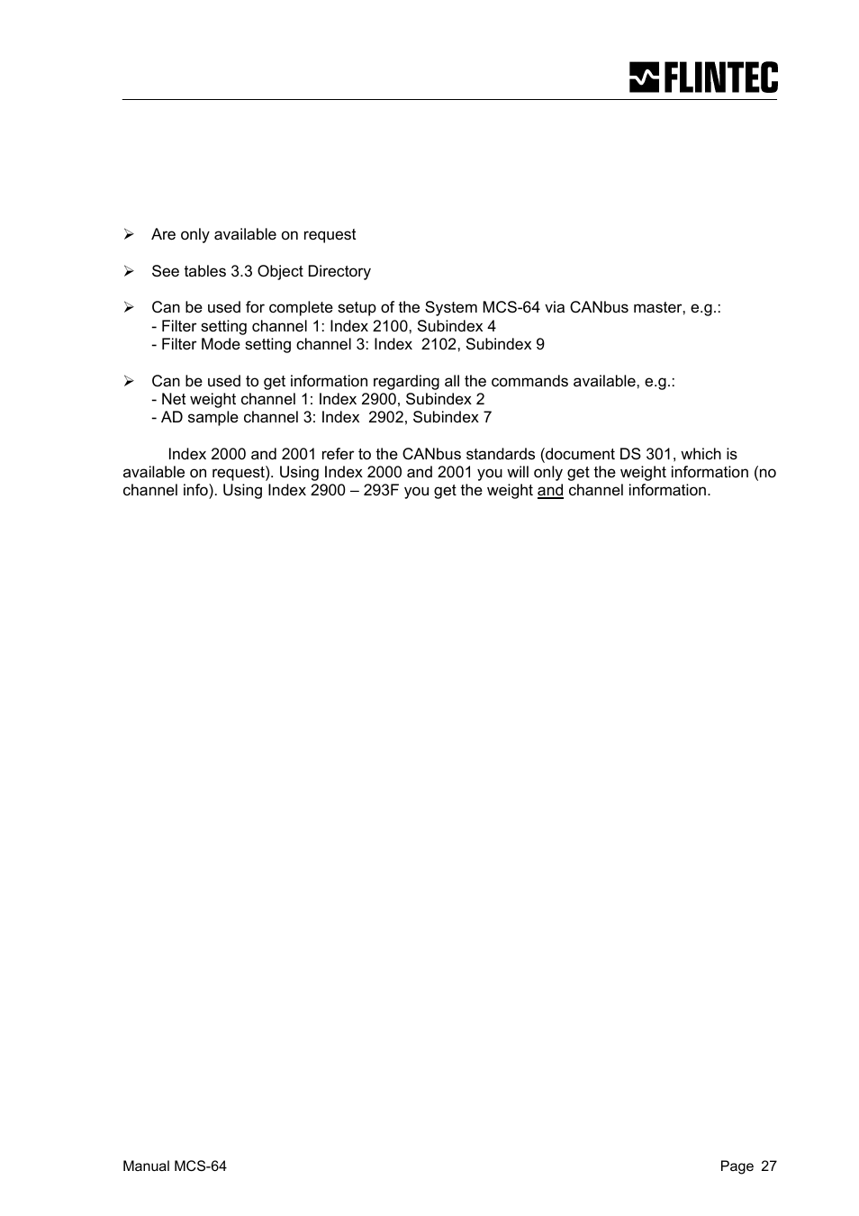 Flintec MCS-64 CANbus User Manual | Page 27 / 62