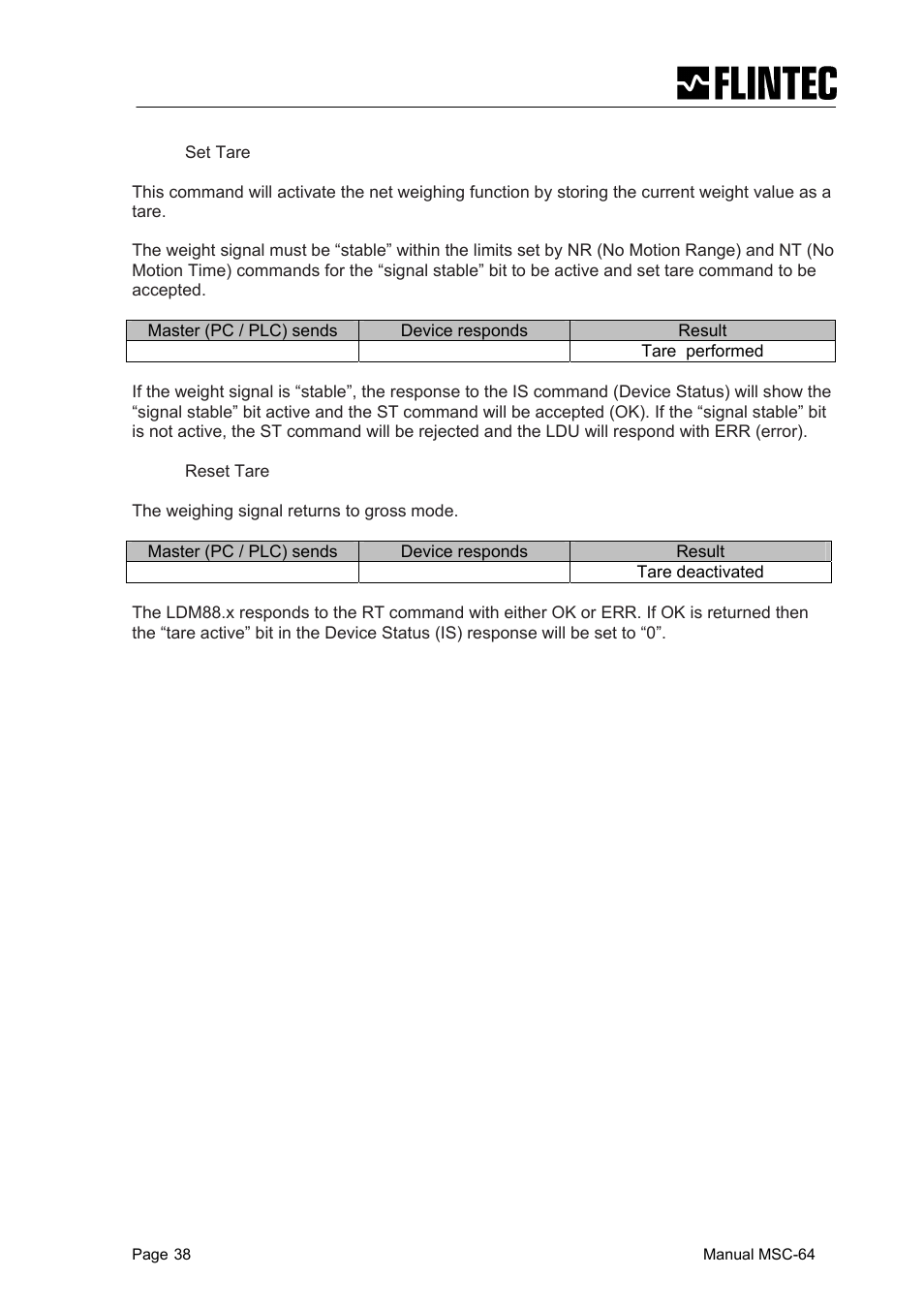 Flintec MCS-64 CANbus User Manual | Page 38 / 62