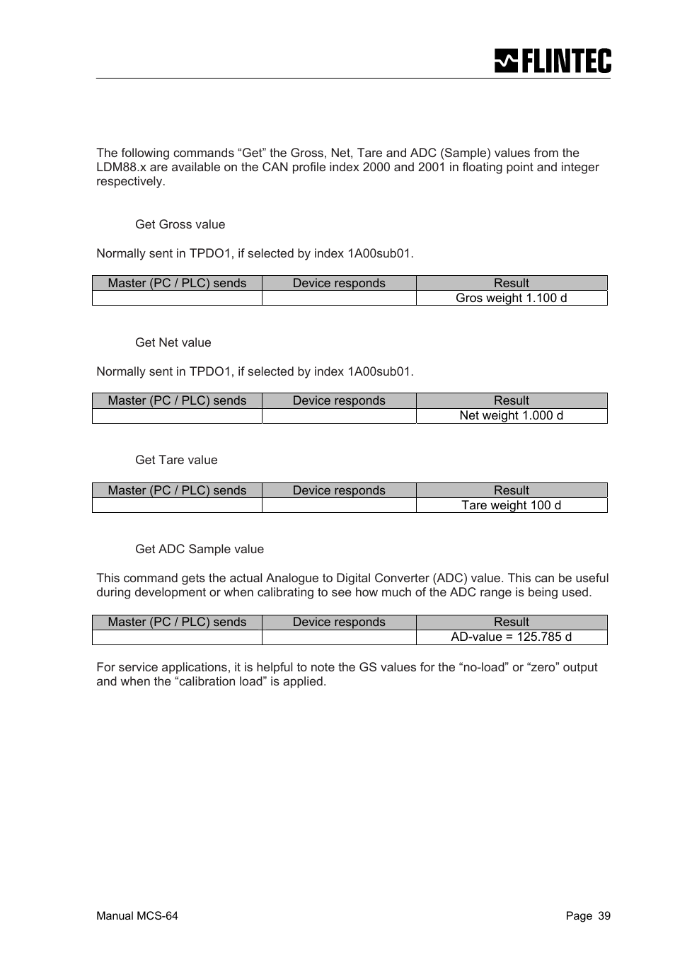 Flintec MCS-64 CANbus User Manual | Page 39 / 62