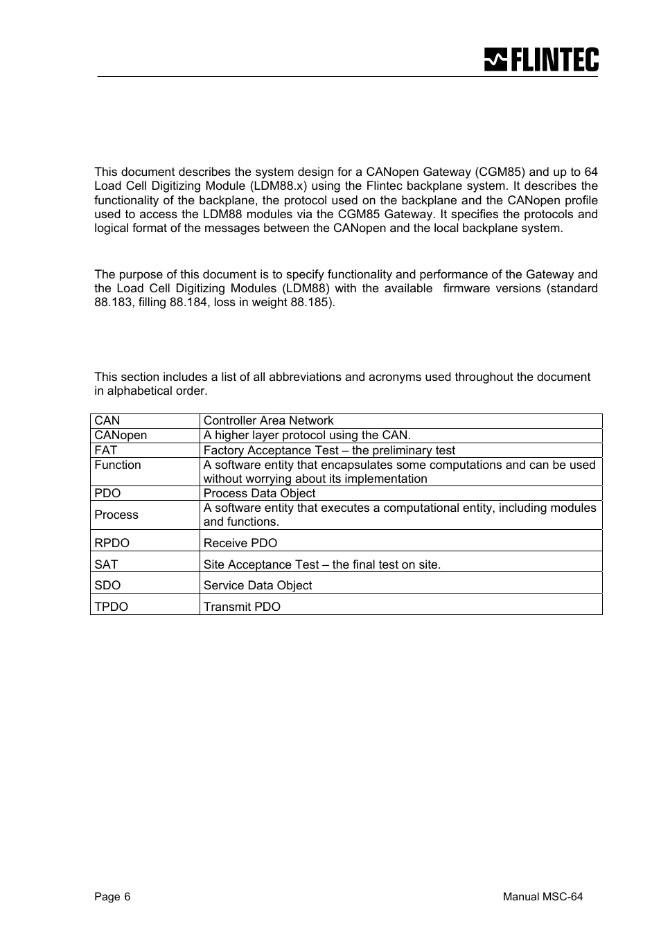 1 introduction | Flintec MCS-64 CANbus User Manual | Page 6 / 62