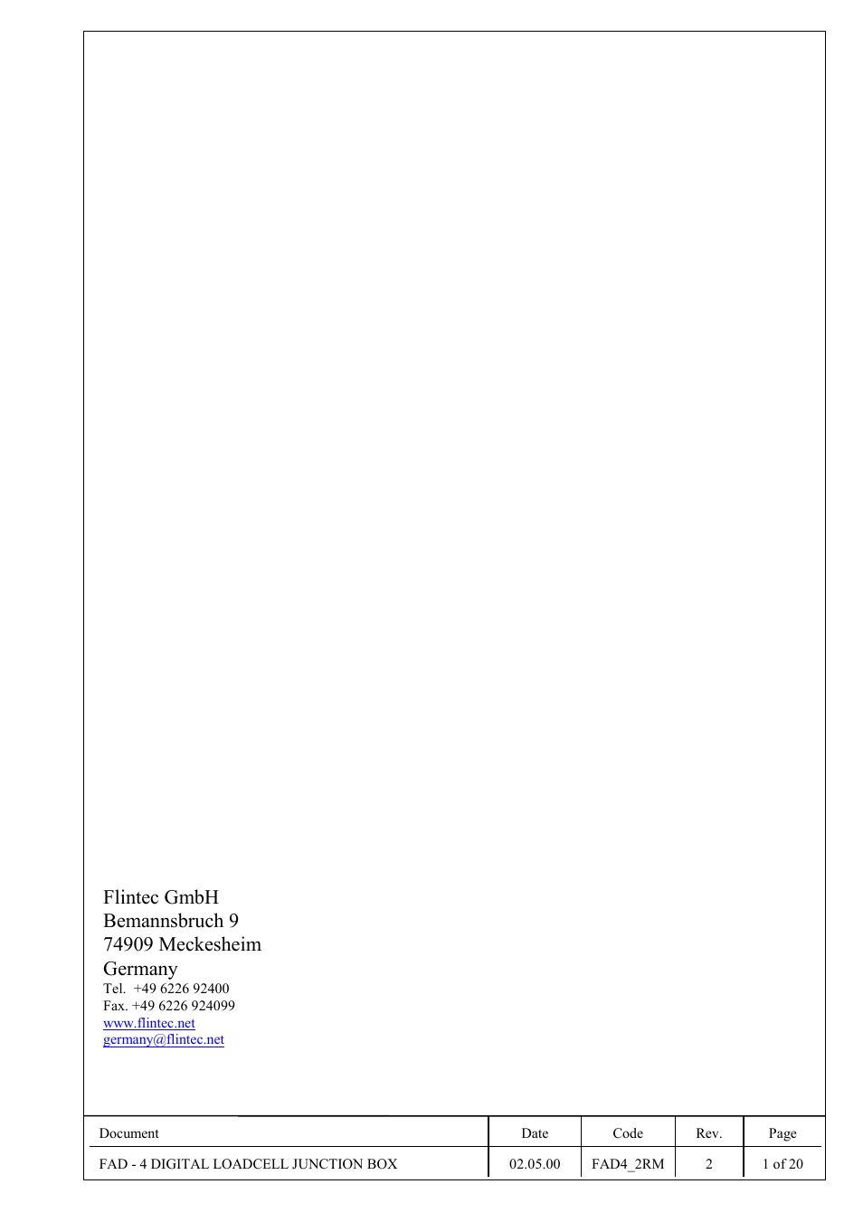 Flintec FAD-4 User Manual | 26 pages