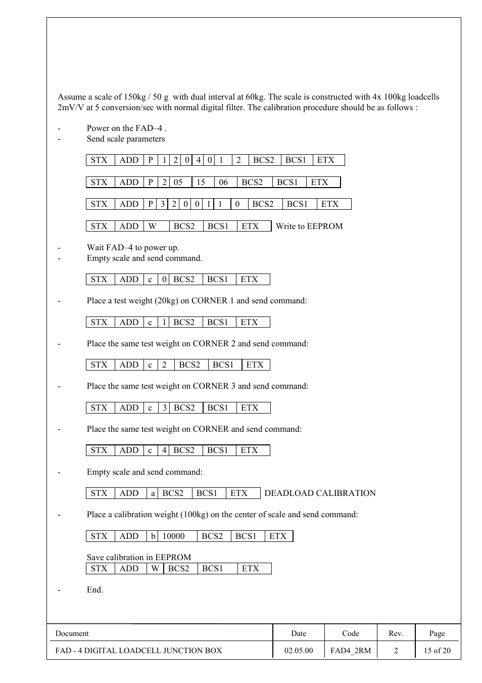 Flintec, 5calibration examples | Flintec FAD-4 User Manual | Page 15 / 26