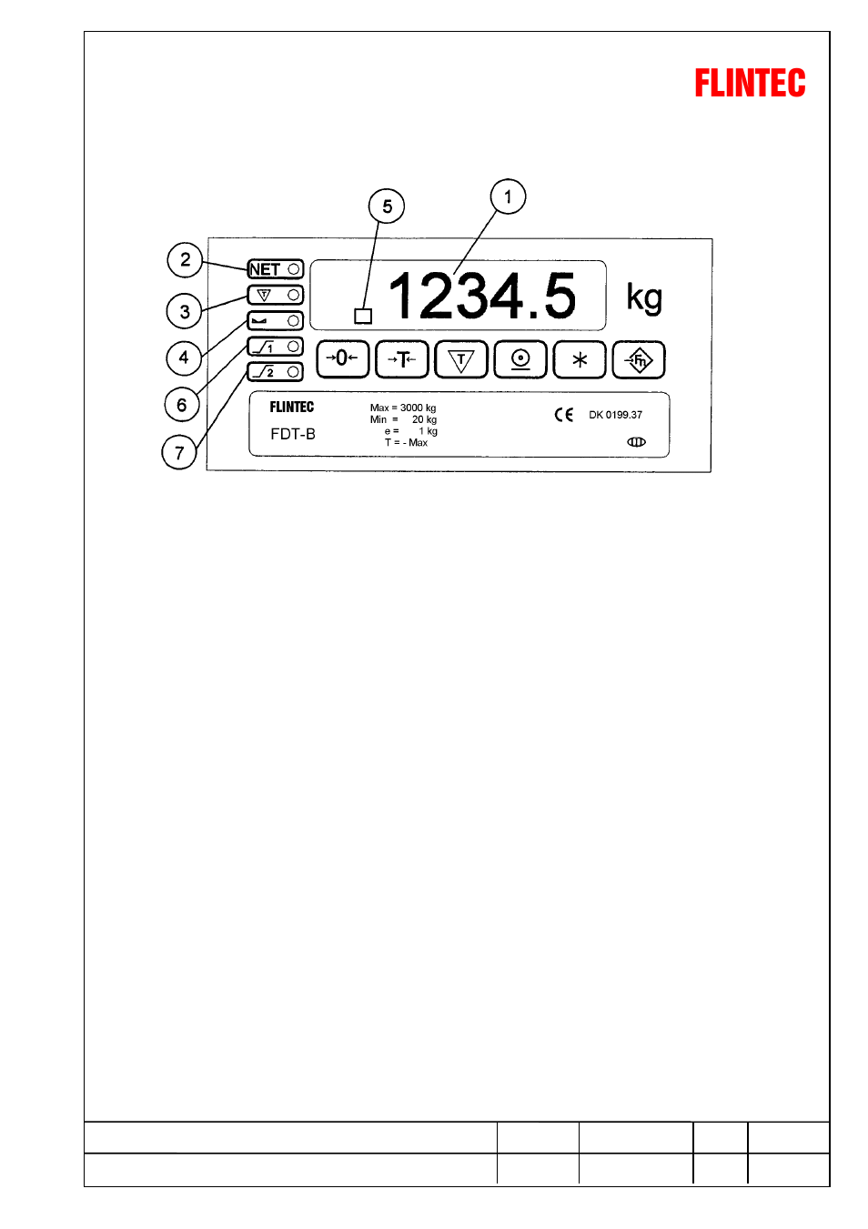 Flintec, Front panel description | Flintec FDT-B User Manual | Page 4 / 23