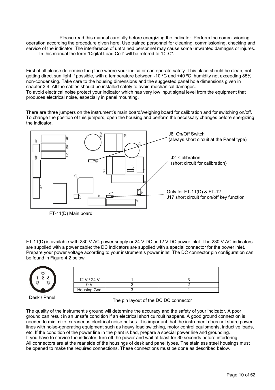 Installation and commissioning, 1 mechanical installation, Electrical connections | Flintec FT-11D User Manual | Page 10 / 52