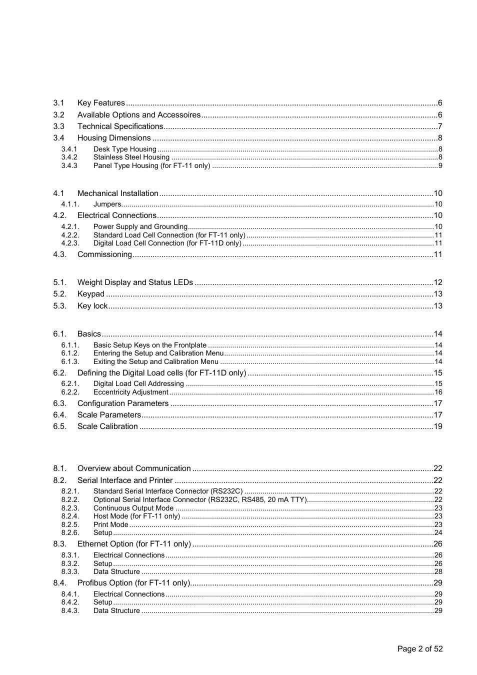 Flintec FT-11D User Manual | Page 2 / 52