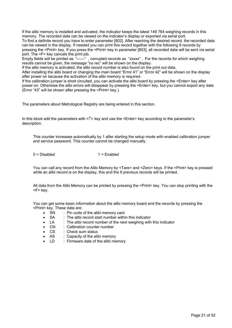 ] metrological data block, ] legal metrological records | Flintec FT-11D User Manual | Page 21 / 52