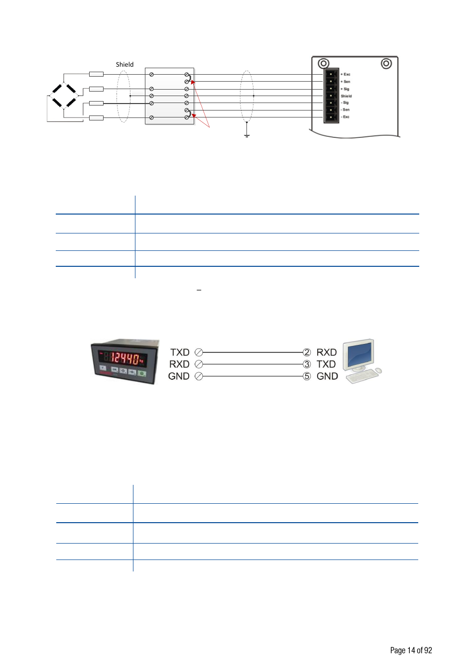 3 rs 232c connection, 4 rs 485 and modbus-rtu connection, Warning | Flintec FT-10xx User Manual | Page 15 / 82