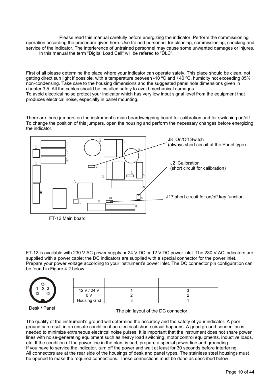 1 mechanical installation, 2 electrical connections | Flintec FT-12 Manual User Manual | Page 10 / 44
