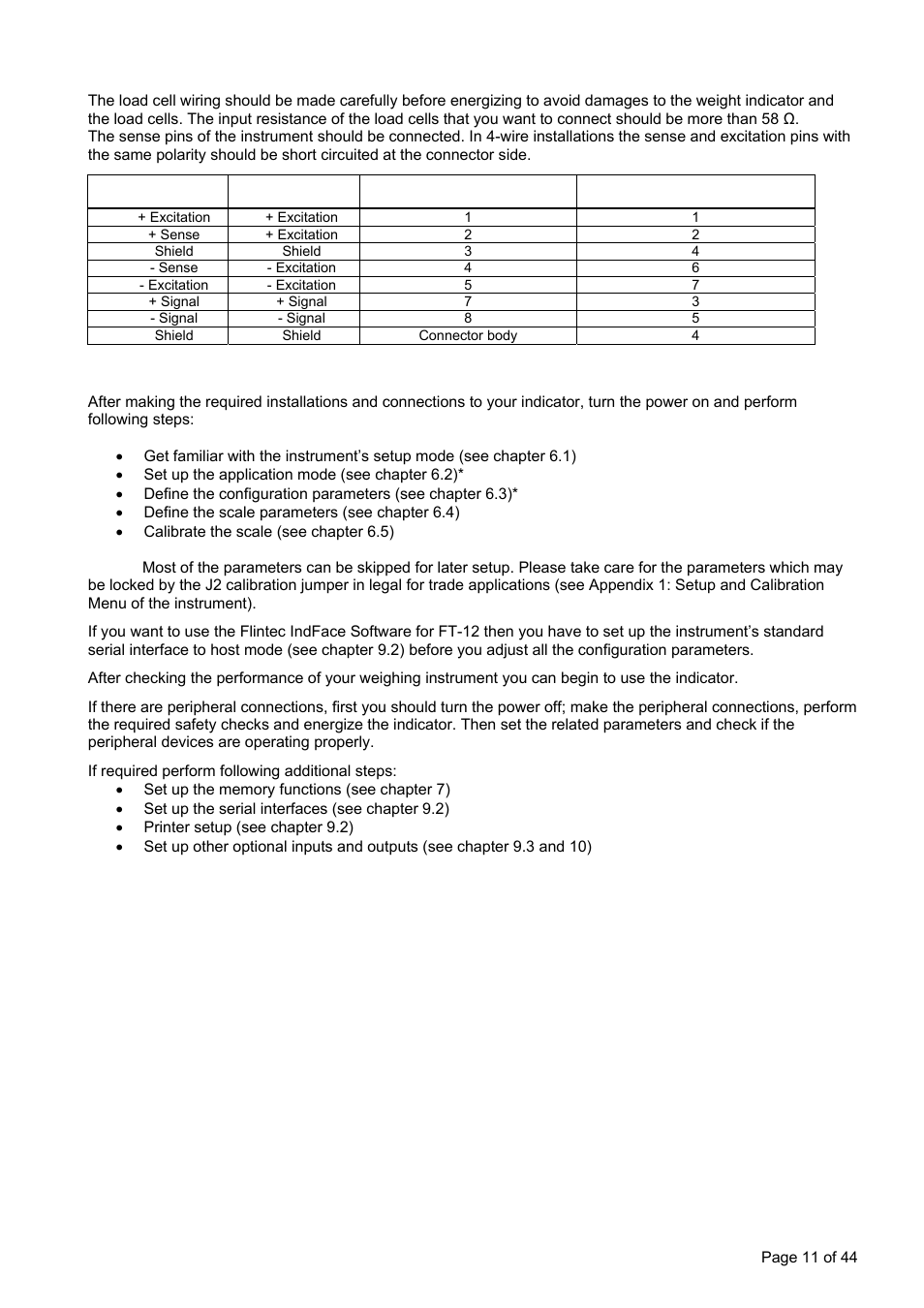 3 commissioning, 2 standard load cell connection | Flintec FT-12 Manual User Manual | Page 11 / 44