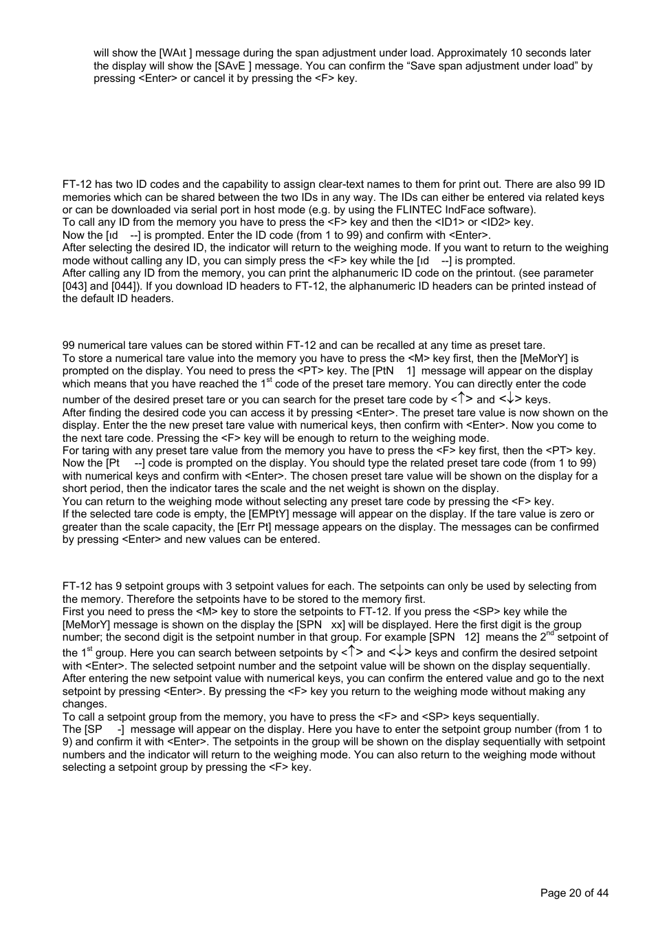 Flintec FT-12 Manual User Manual | Page 20 / 44