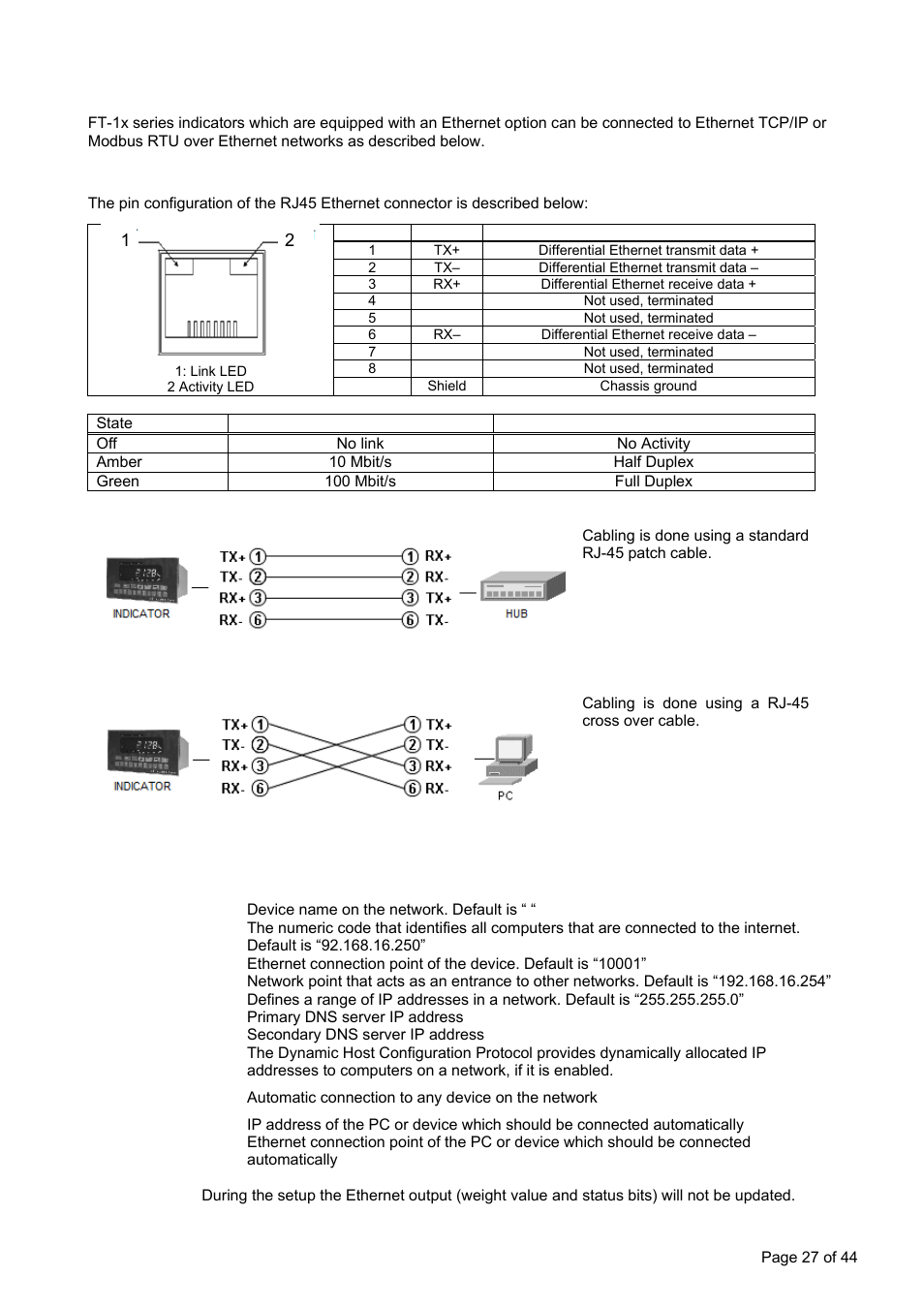 3 ethernet option, 1 electrical connections | Flintec FT-12 Manual User Manual | Page 27 / 44