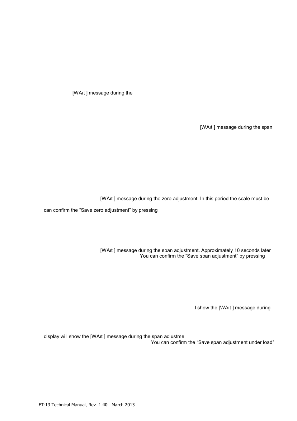 Scale calibration, 5 scale calibration, ] calibration block | ] calibration, ] adjustment | Flintec FT-13 User Manual | Page 16 / 56