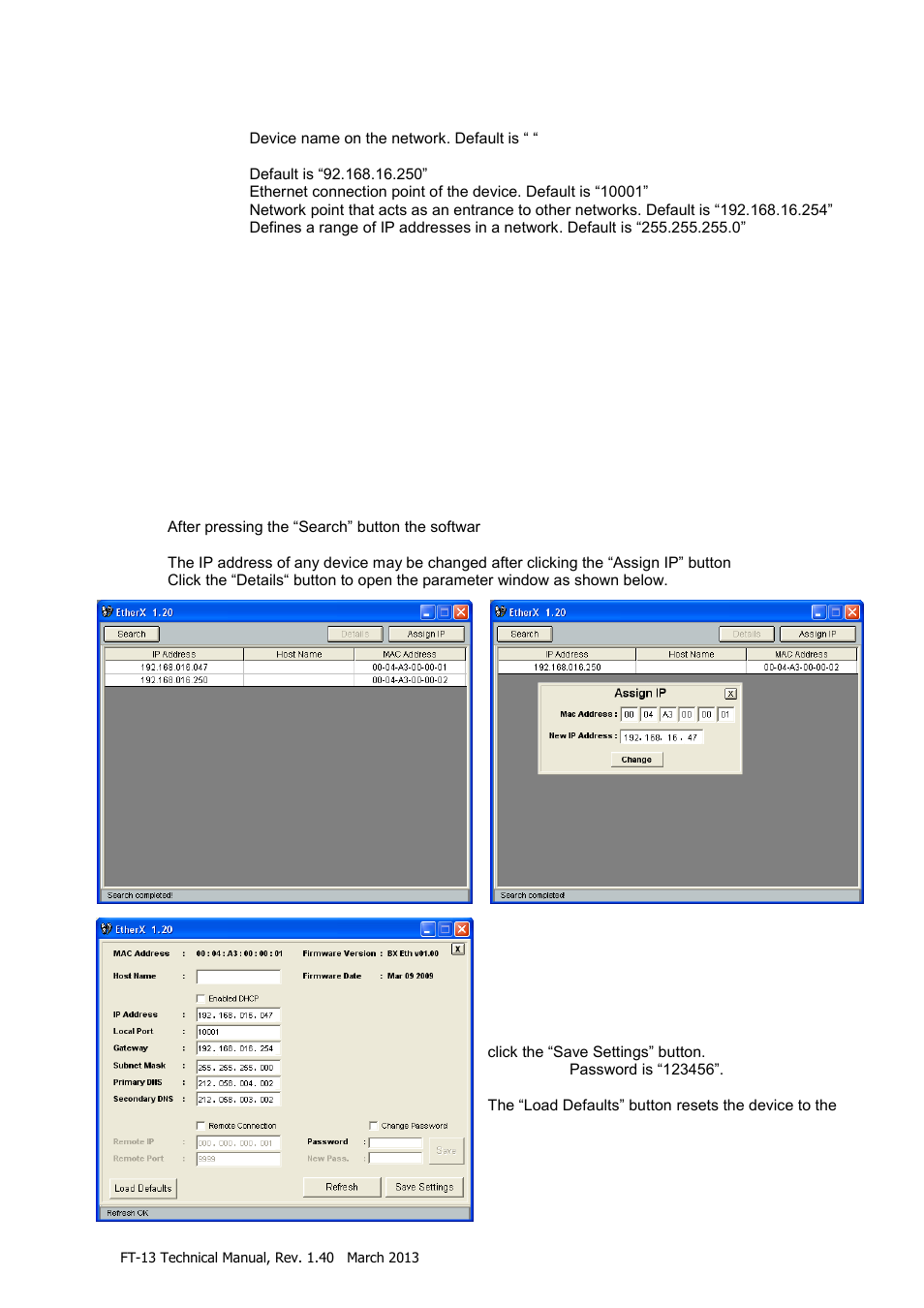 Setup, 2 setup, Setup by using the ether x software | Flintec FT-13 User Manual | Page 38 / 56