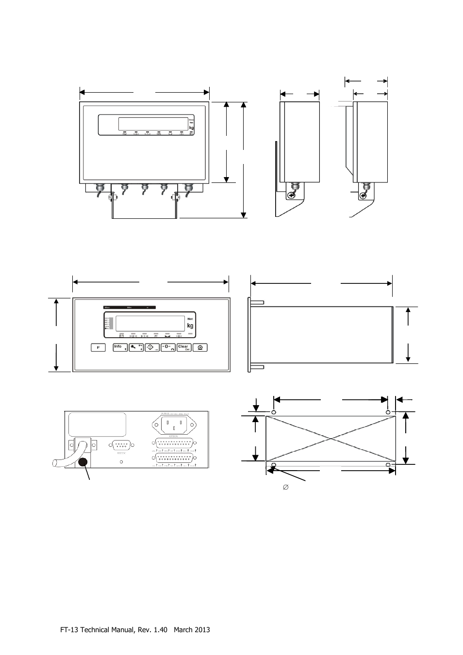 Housing dimensions, Stainless steel housing, Panel type housing | 4 housing dimensions, 1 stainless steel housing, 2 panel type housing | Flintec FT-13 User Manual | Page 8 / 56