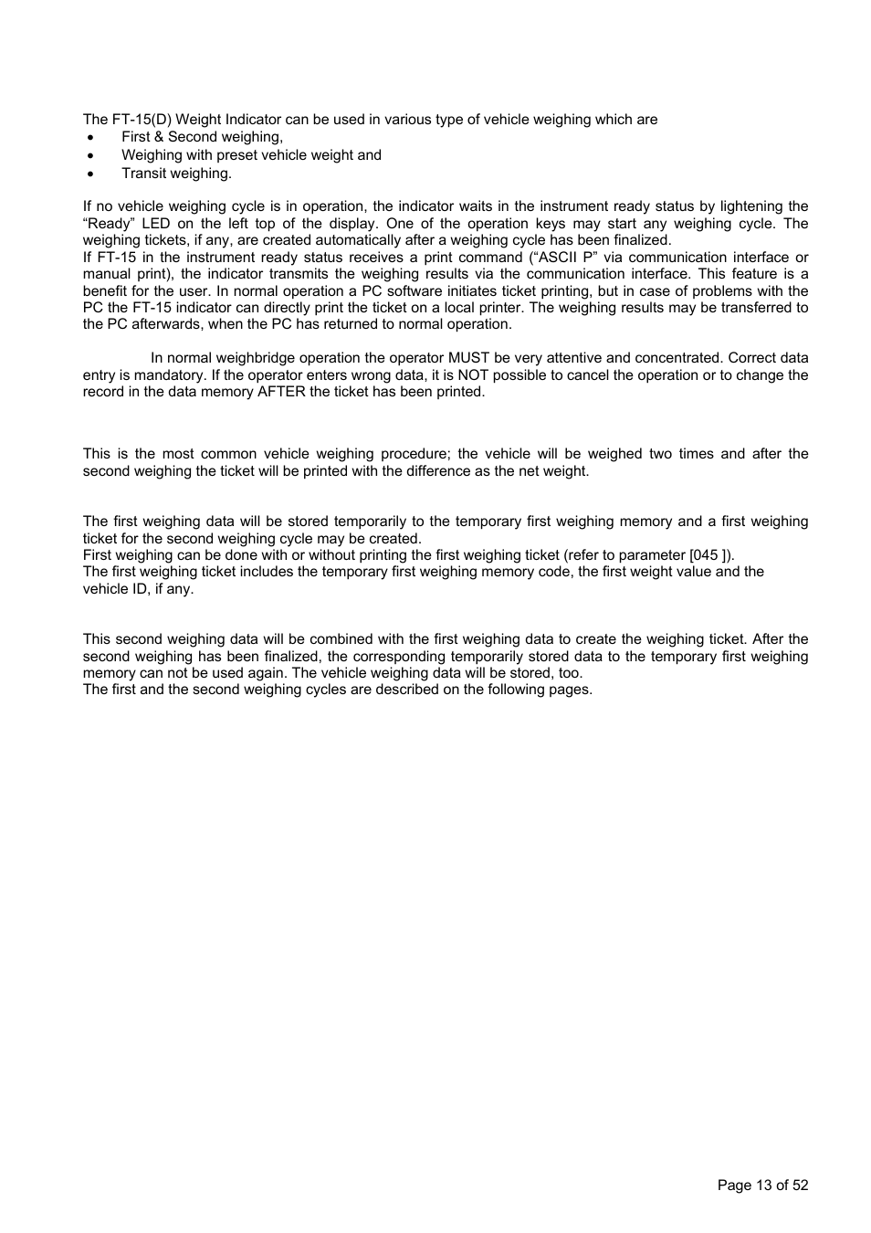 1 first and second weighing | Flintec FT-15D User Manual | Page 13 / 52