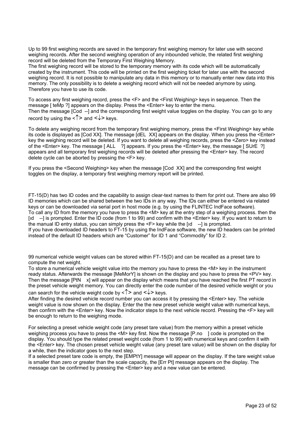 Flintec FT-15D User Manual | Page 23 / 52