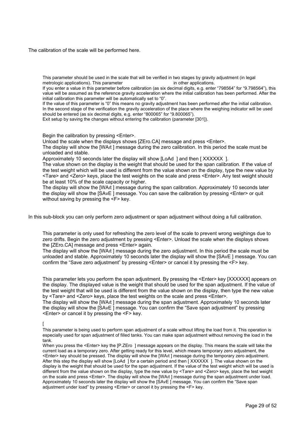 5 scale calibration [3--] calibration block, ] calibration, ] adjustment | Flintec FT-15D User Manual | Page 29 / 52
