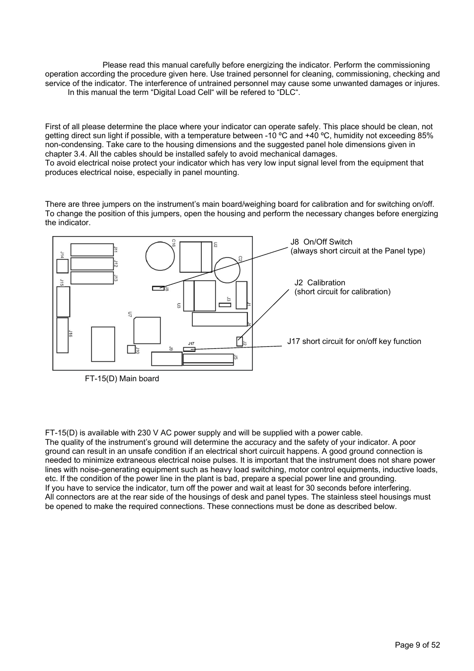 1 mechanical installation, 2 electrical connections | Flintec FT-15D User Manual | Page 9 / 52