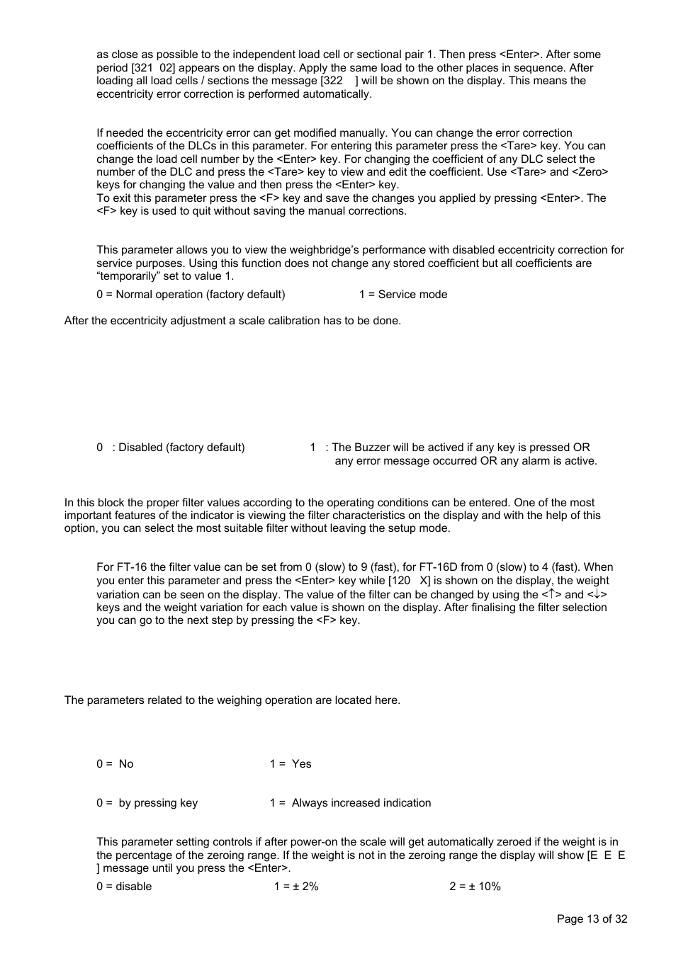 3 configuration parameters, 4 scale parameters, Configuration parameters | Scale parameters, ] filter, 4 scale parameters [2--] scale block, ] set up | Flintec FT-16D V.1.21 User Manual | Page 13 / 32